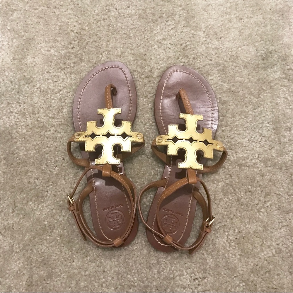 Tory Burch Gold and Tan Sandals- Like New!